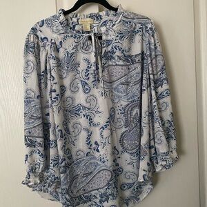 Cynthia Rowley White and Blue Paisley Blouse